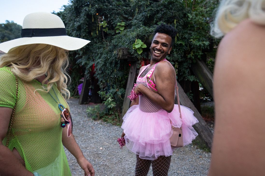 Images of people in creatively outrageous attire